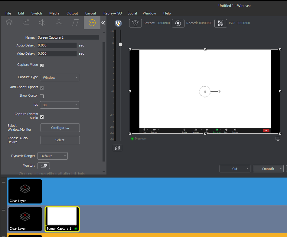 Wirecast How Screen Capture Zoom application window on a Wirecast Gear