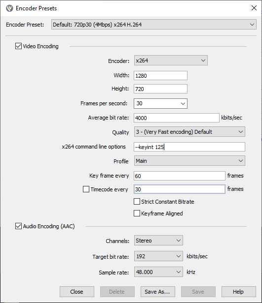 Wirecast Setting an Arbitrary Keyframe Interval
