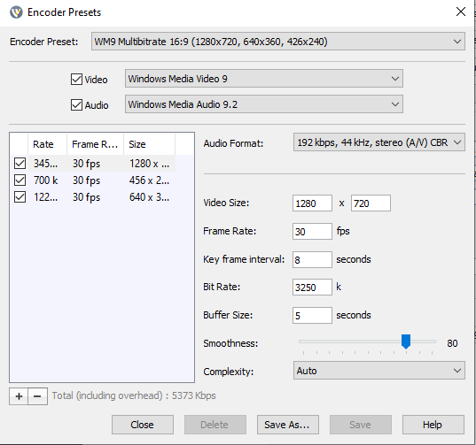 Modifying Windows Media Encoder Presets