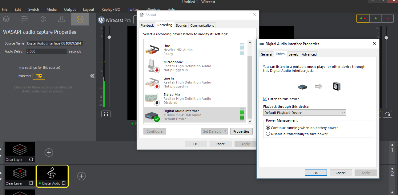 Wirecast Gear Audio popping, hissing or static noise (XLR)